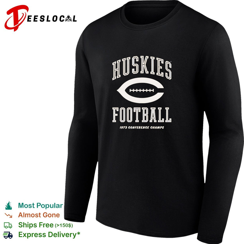 Huskies football 1973 conference champs vintage retro varsity badge shirt