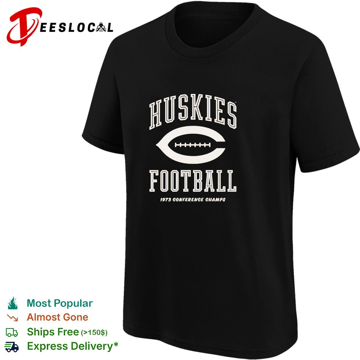 Huskies football 1973 conference champs vintage retro varsity badge shirt