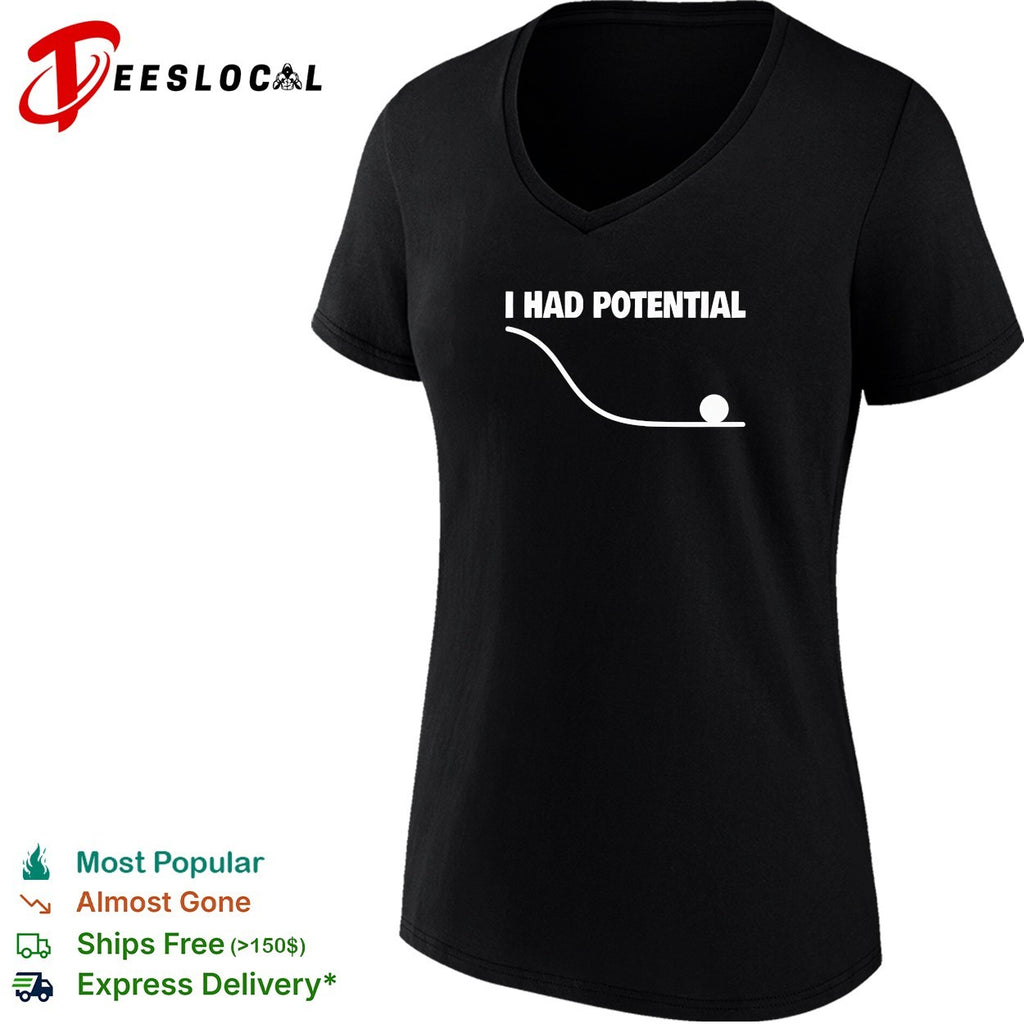 I had potential declining graph curve with a ball rolling to a complete stop shirt