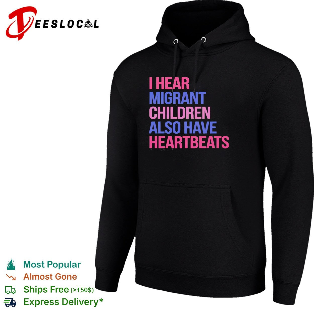 I hear migrant children also have heartbeats bold statement protest quote shirt