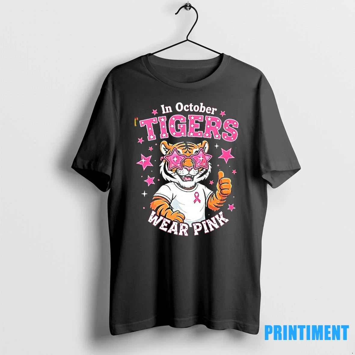 In October Tigers Wear Pink Breast Cancer Awareness School Spirit Tshirts Sweater Unisex , , , Long Sleeve Tee