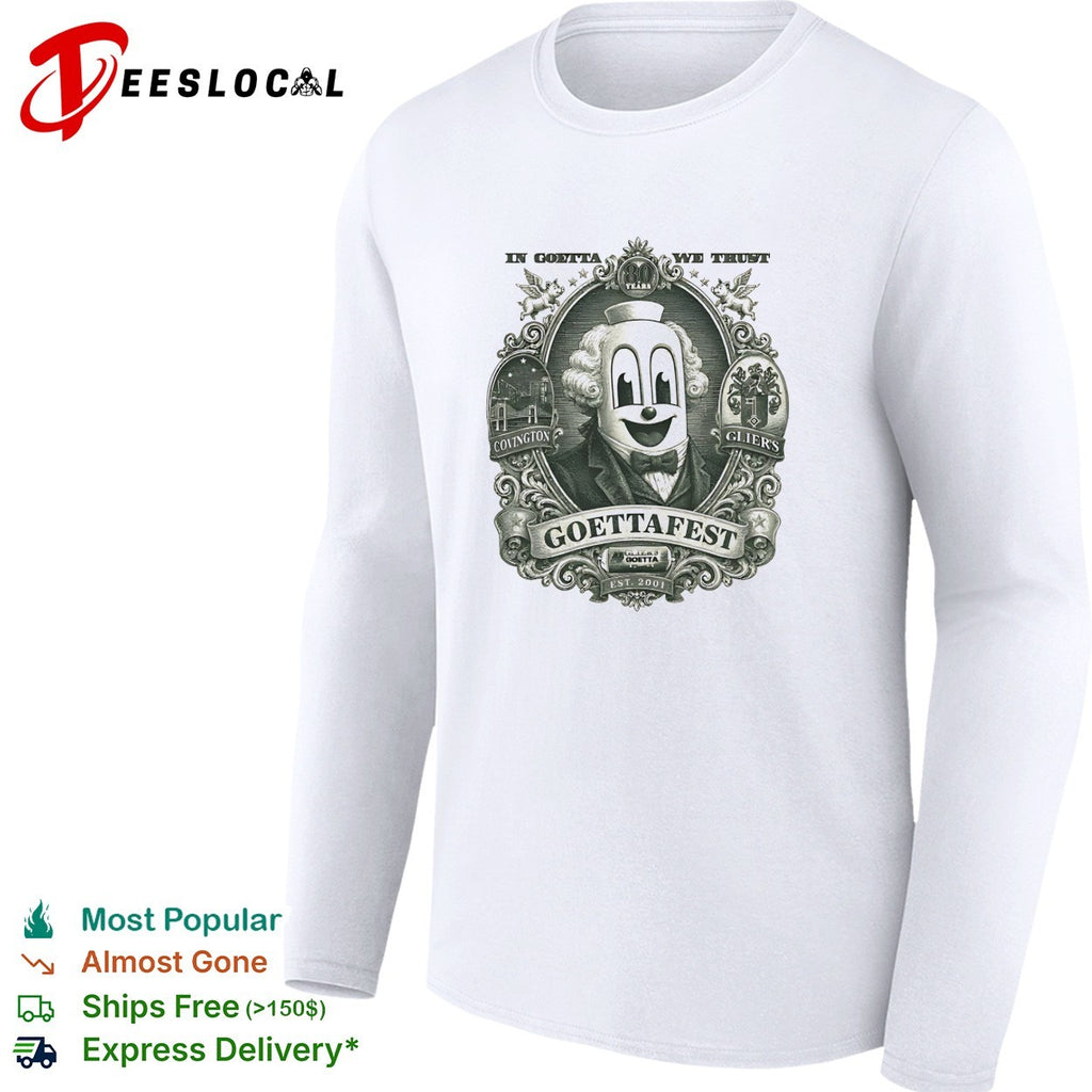 In goetta we trust goettafest clown mascot covington gliers est 2001 badge shirt