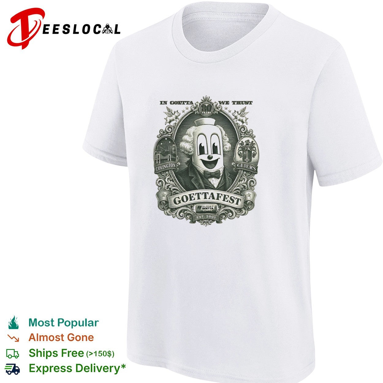 In goetta we trust goettafest clown mascot covington gliers est 2001 badge shirt