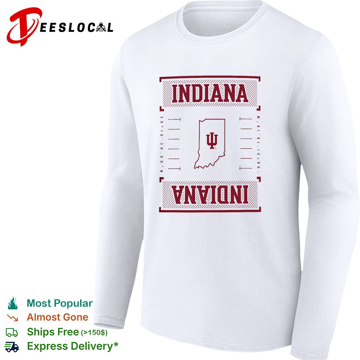 Indiana University Coordinates Map Logo shirt