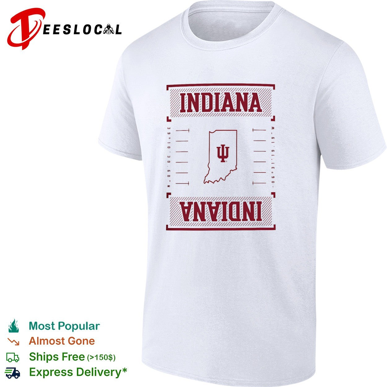 Indiana University Coordinates Map Logo shirt