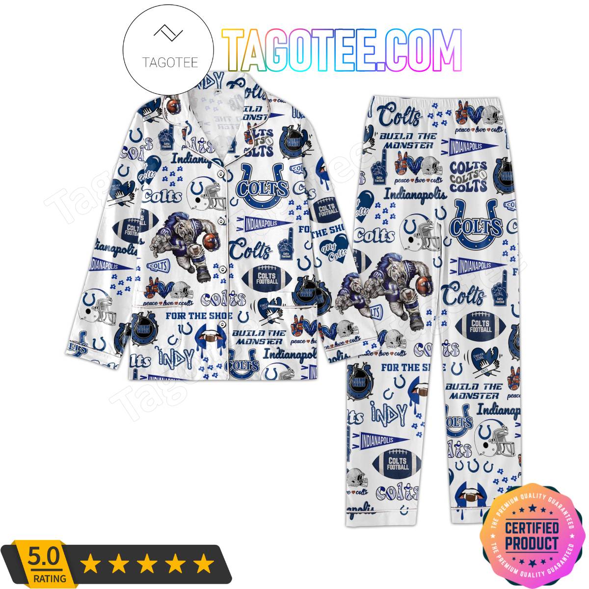 Indianapolis Colts Pattern Pajama Sets Sleepwear