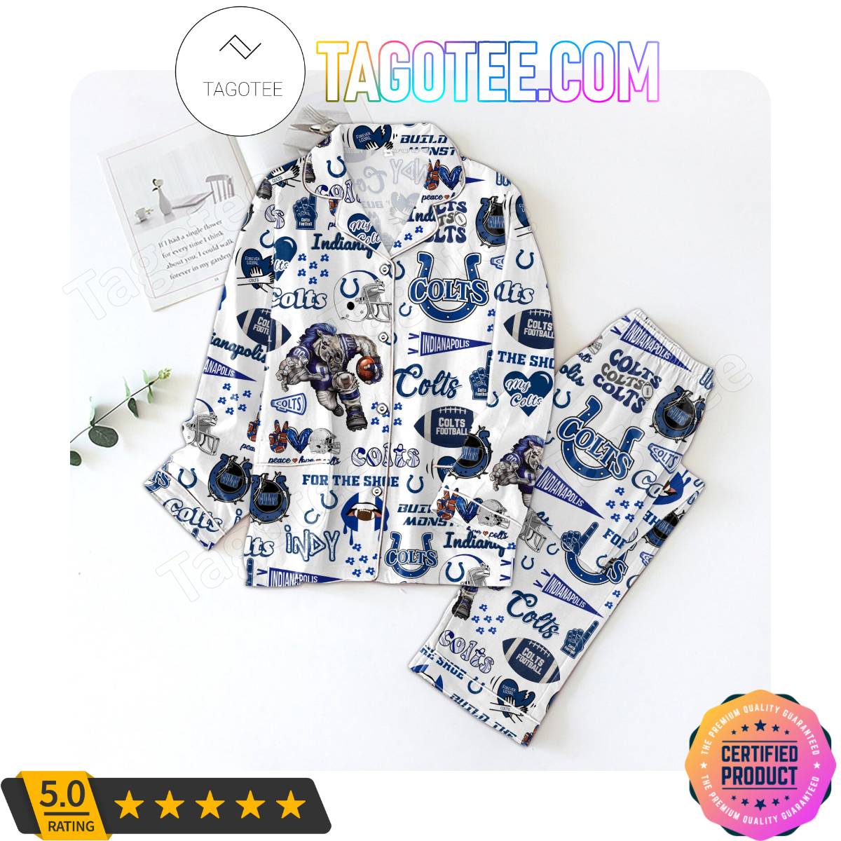 Indianapolis Colts Pattern Pajama Sets Sleepwear