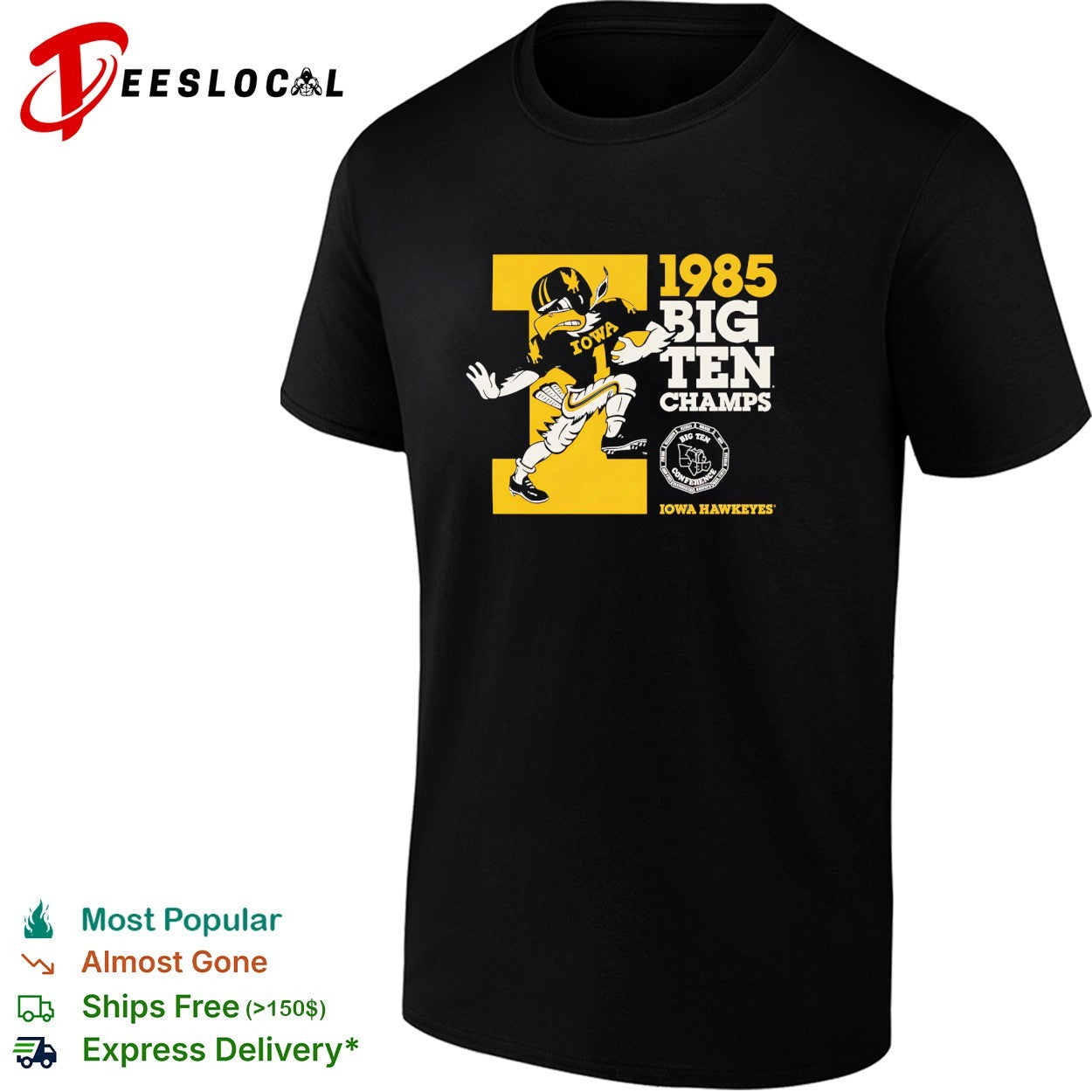 Iowa Hawkeyes Herky mascot 1985 Big Ten champs jersey number 1 shirt