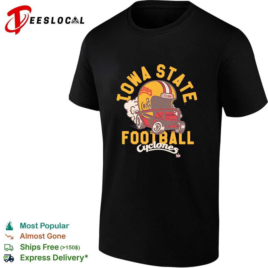 Iowa State Cyclones football helmet hot rod car cartoon mascot shirt