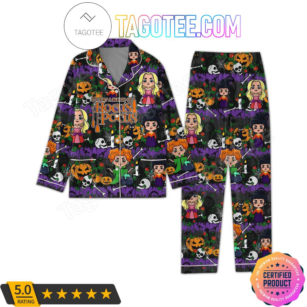 It’s Just A Bunch Of Hocus Pocus Halloween Pattern Pajama Sets Sleepwear