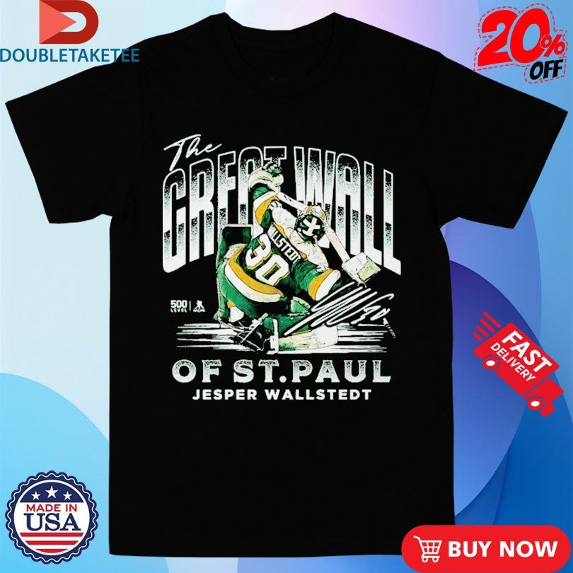 Jesper Wallstedt Minnesota Wild The Great Wall Of St. Paul NHL Signature Unisex , , , Long Sleeve Tee