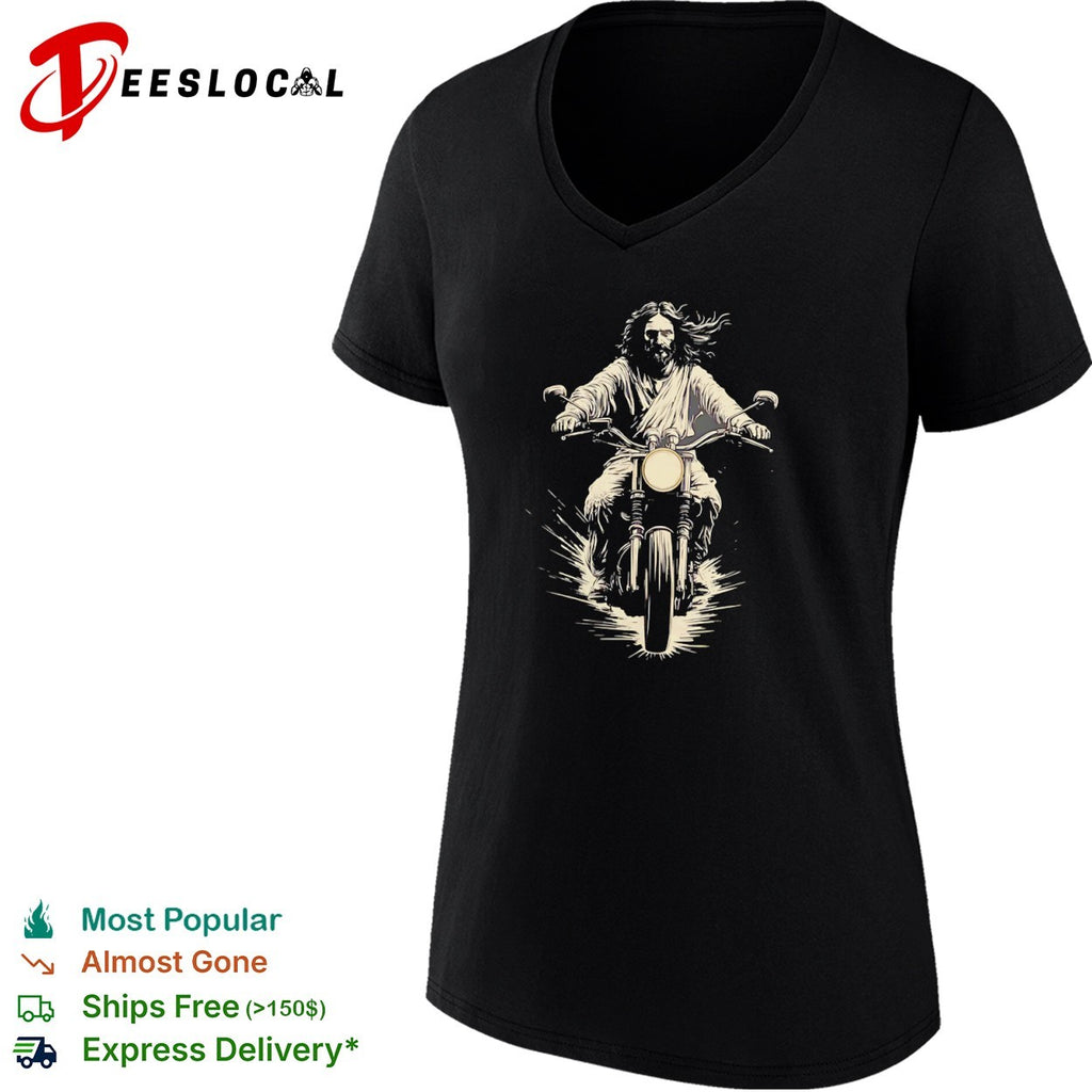 Jesus Riding a Motorcycle biker religious shirt