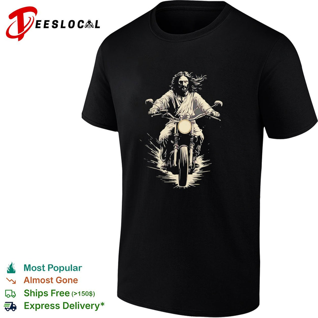 Jesus Riding a Motorcycle biker religious shirt