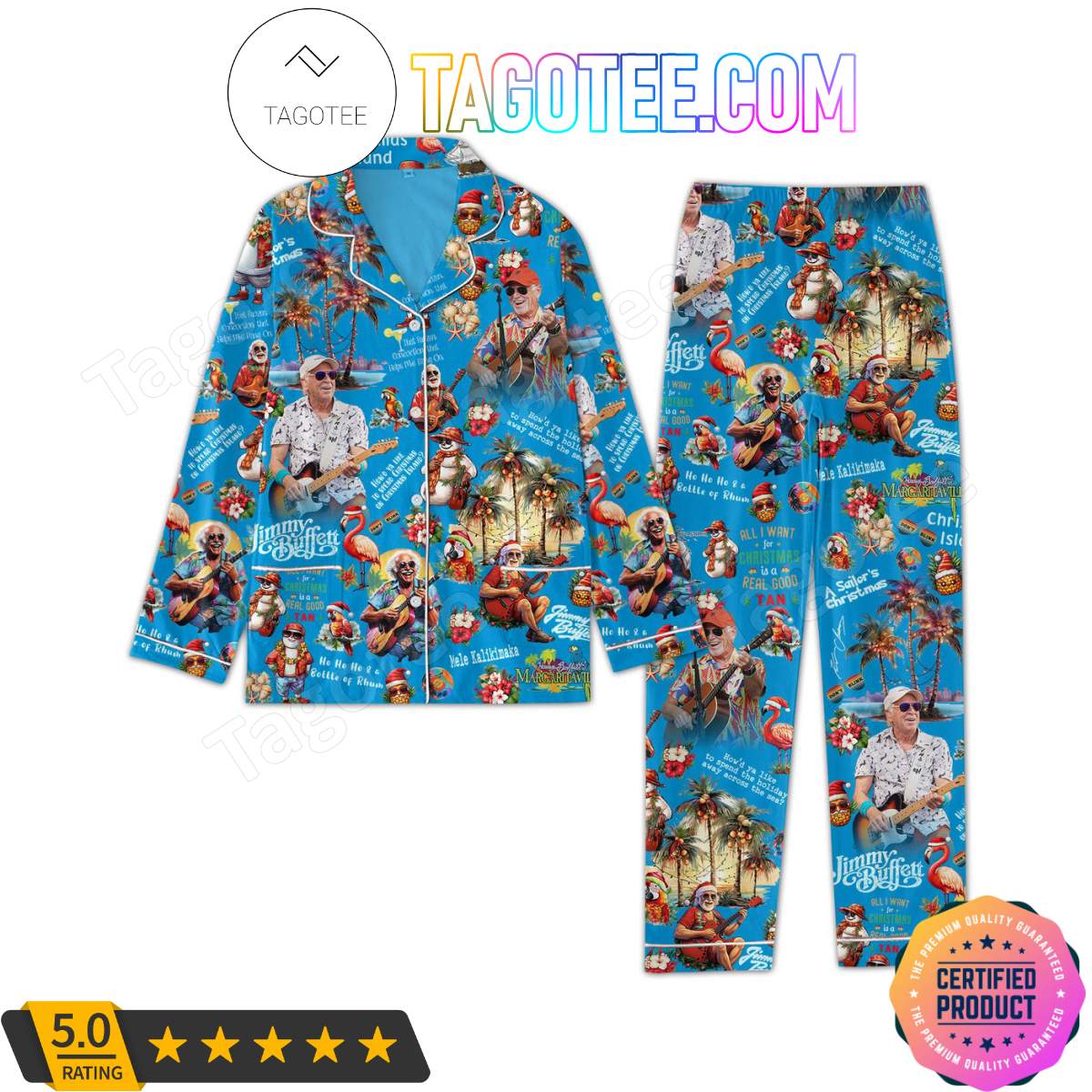 Jimmy Buffett Christmas Island Shirt Pant PJ Pajamas Set