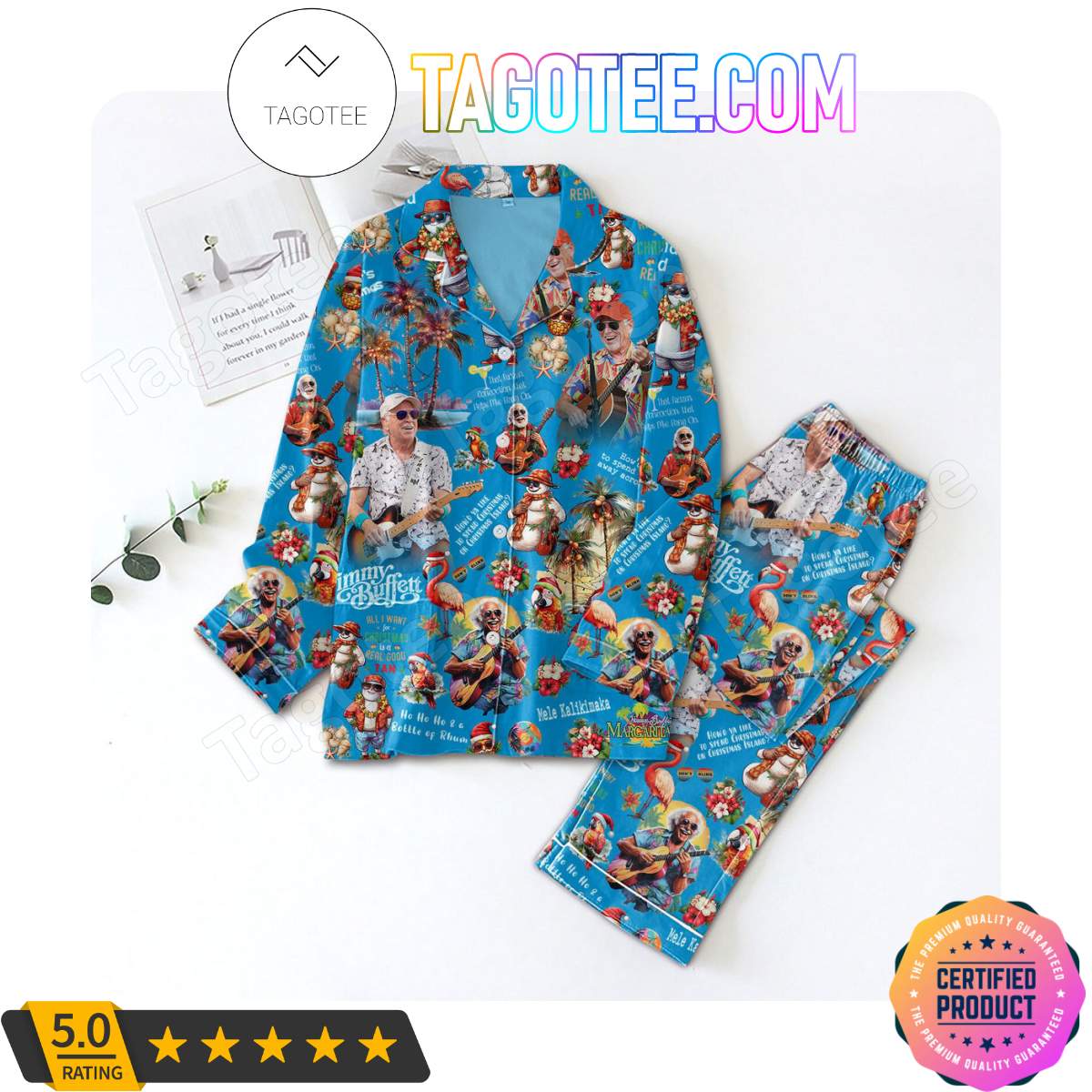 Jimmy Buffett Christmas Island Shirt Pant PJ Pajamas Set
