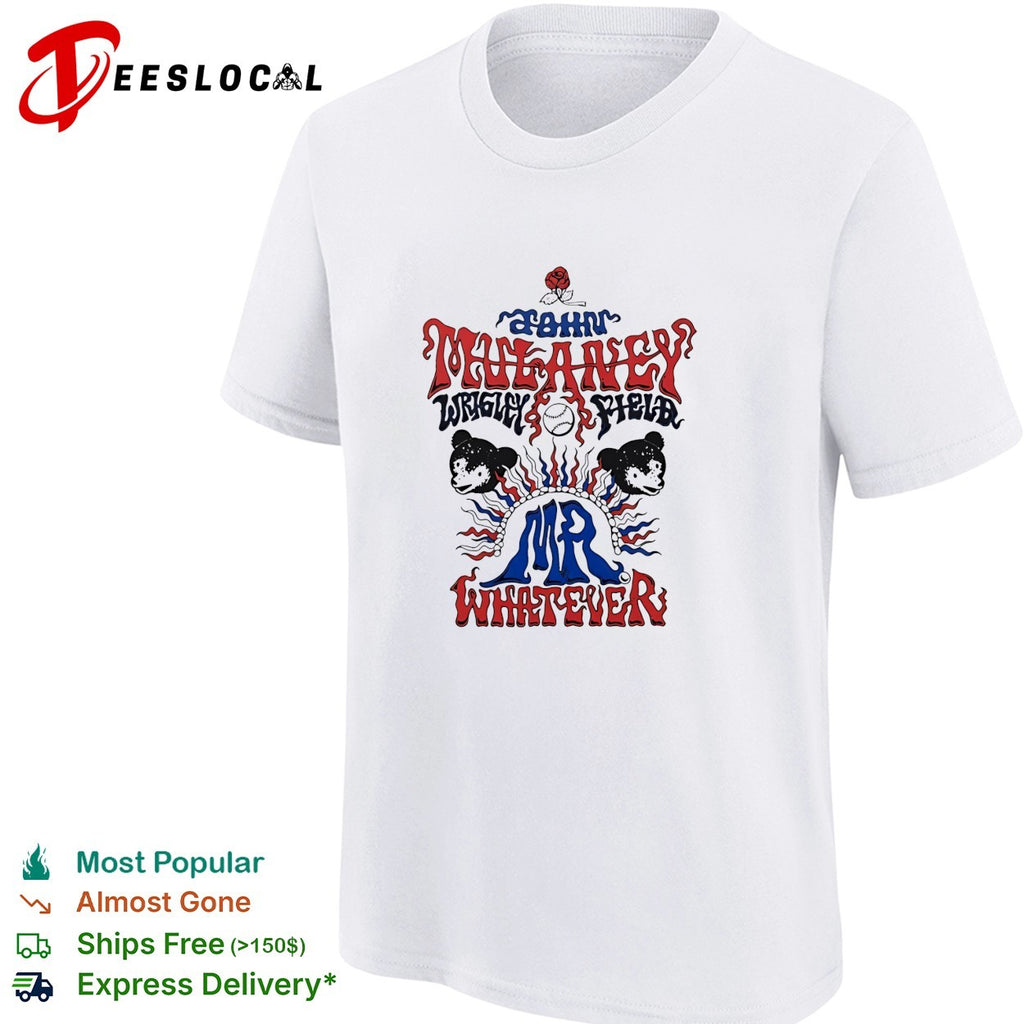John Mulaney Mr Whatever Wrigley Field bear heads baseball rose emblem shirt