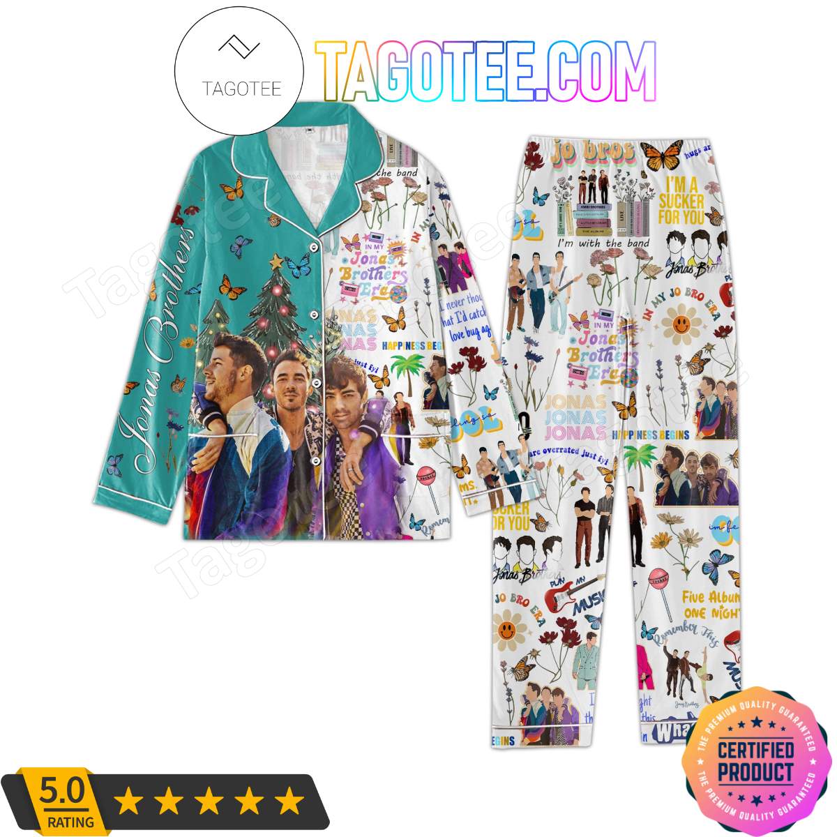 Jonas Brothers Christmas Shirt Pant PJ Pajamas Set