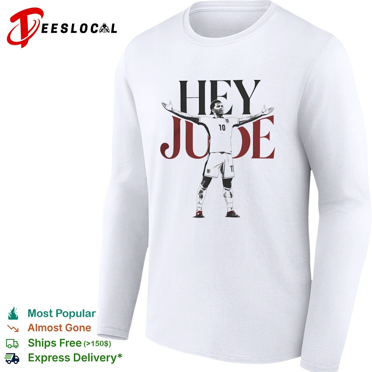 Jude Bellingham England Hey Jude 10 Three Lions shirt