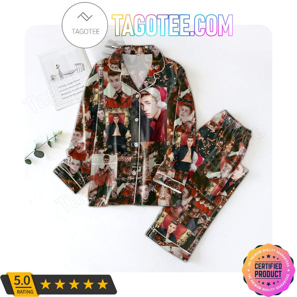 Justin Bieber Christmas Photos Shirt Pant PJ Pajamas Set