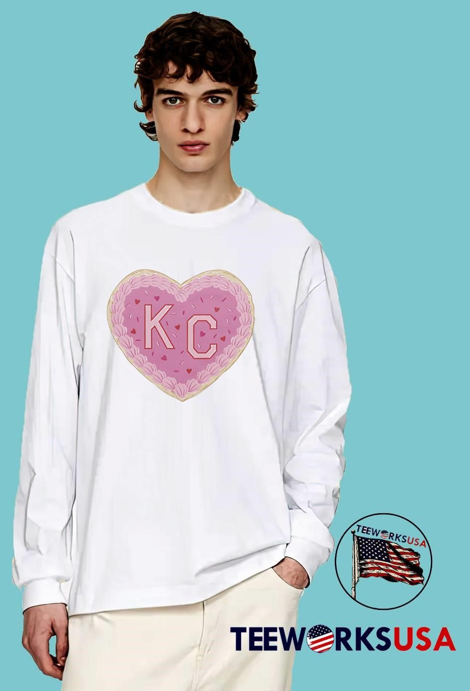KC heart shape frosting decoration birthday party shirt