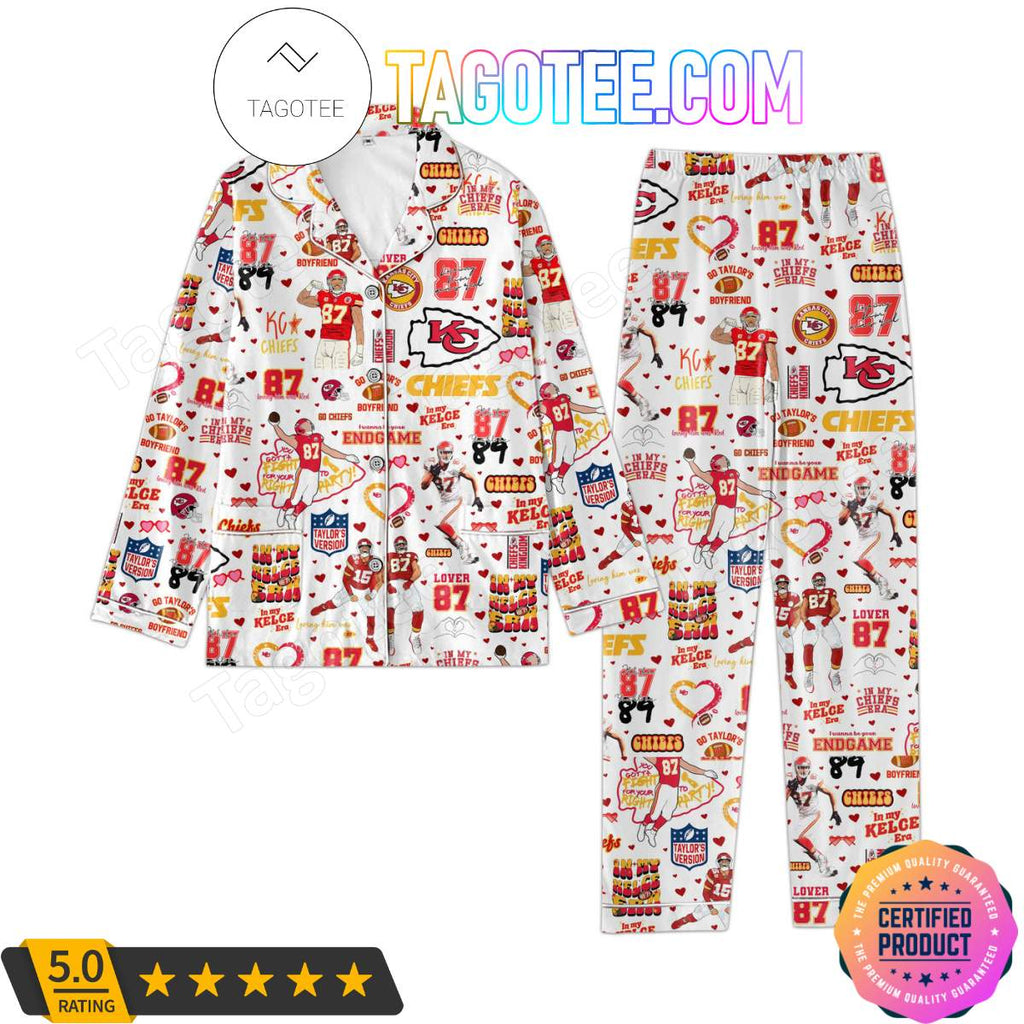 Kansas City Chiefs Love Pattern Sleepwear Pajama Set