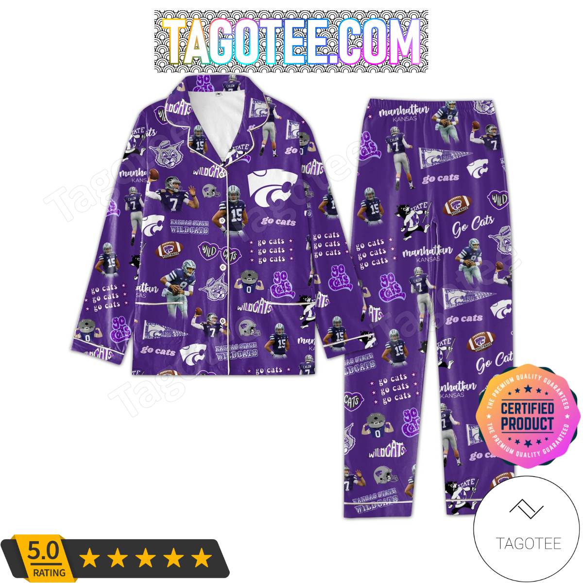 Kansas State Wildcats Football Pattern Women’s Pajamas Set