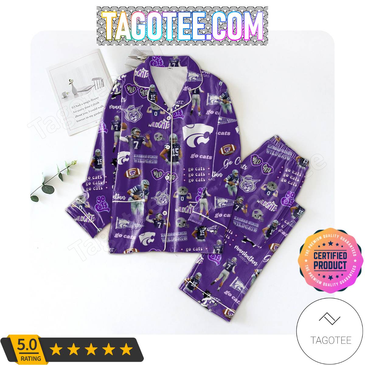 Kansas State Wildcats Football Pattern Women’s Pajamas Set
