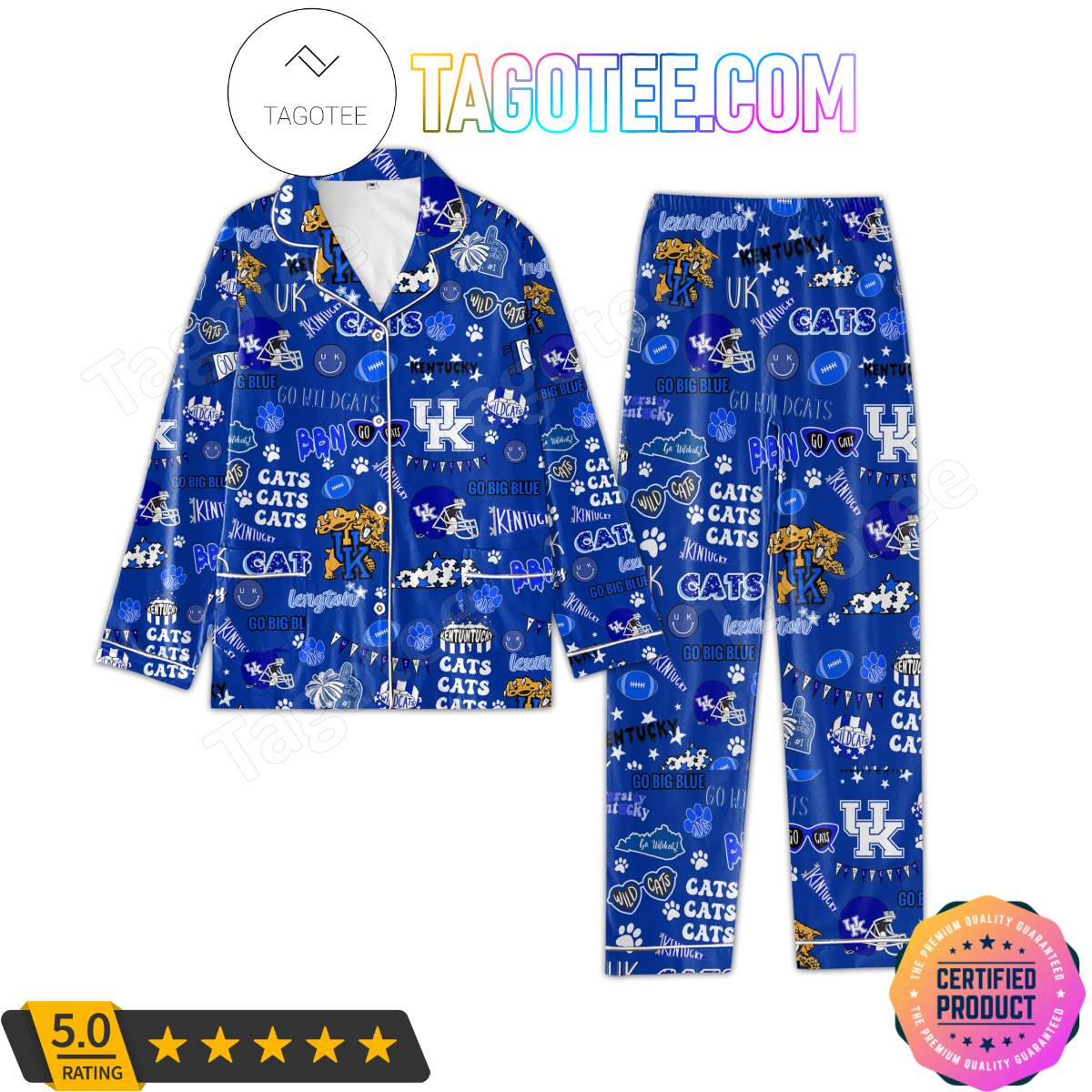 Kentucky Wildcats Love Pattern Sleepwear Pajama Pjs Set