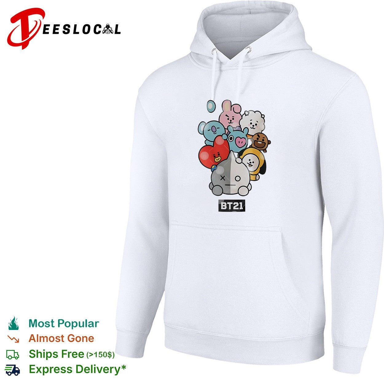 Koya Rj Shooky Mang Tata Cooky BT21 cartoon character friends cluster group hug shirt