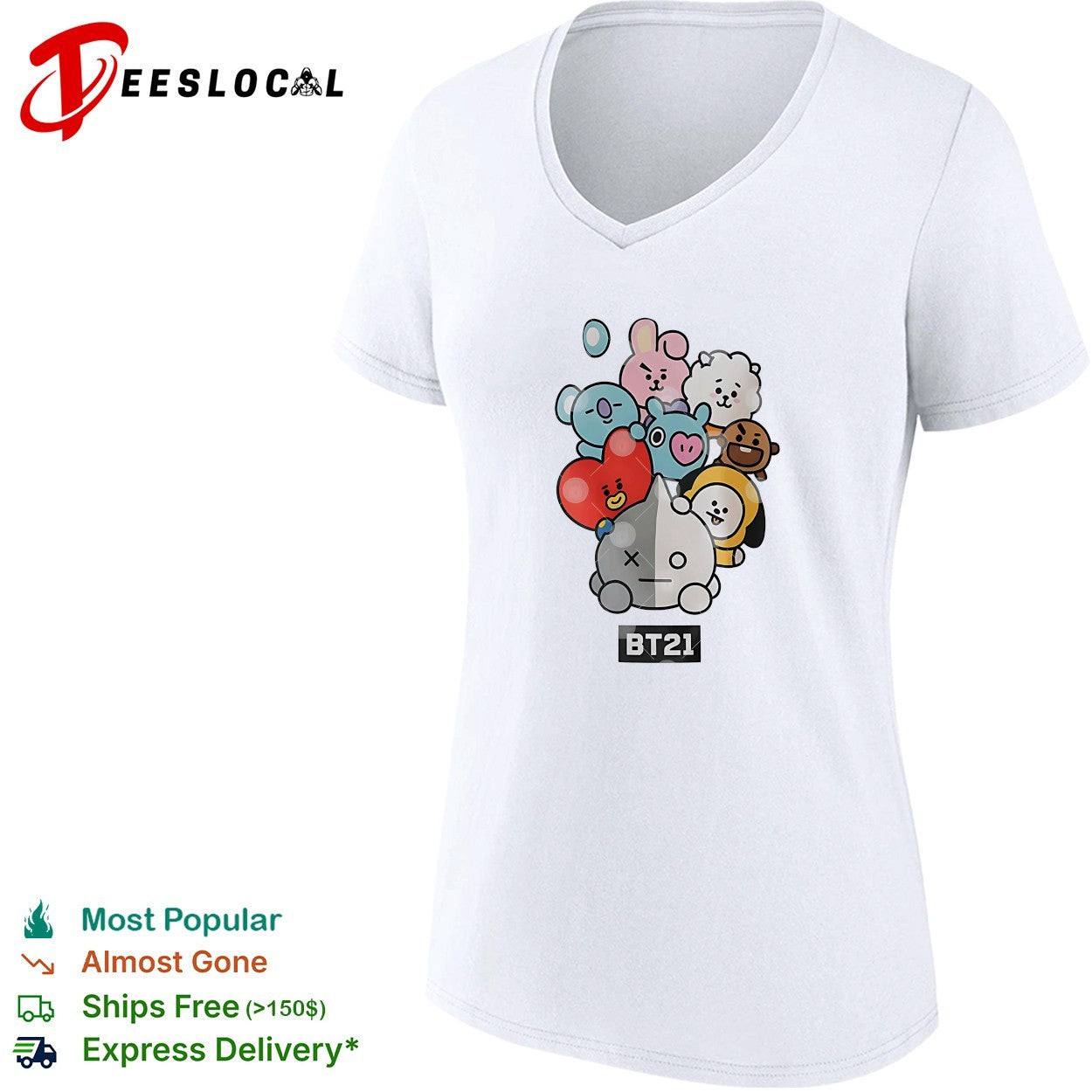 Koya Rj Shooky Mang Tata Cooky BT21 cartoon character friends cluster group hug shirt