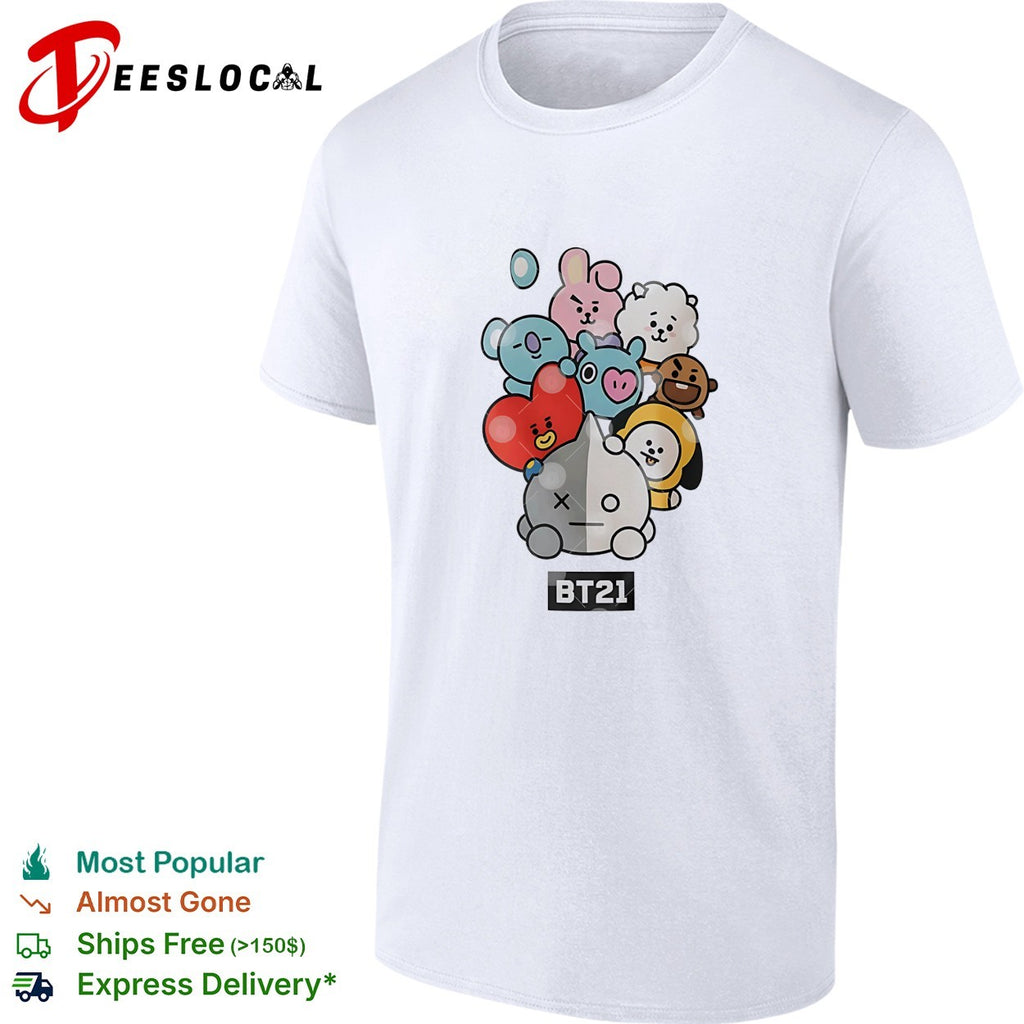 Koya Rj Shooky Mang Tata Cooky BT21 cartoon character friends cluster group hug shirt