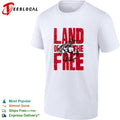Land of the free cowboy riding bucking horse rodeo bold statement typography shirt