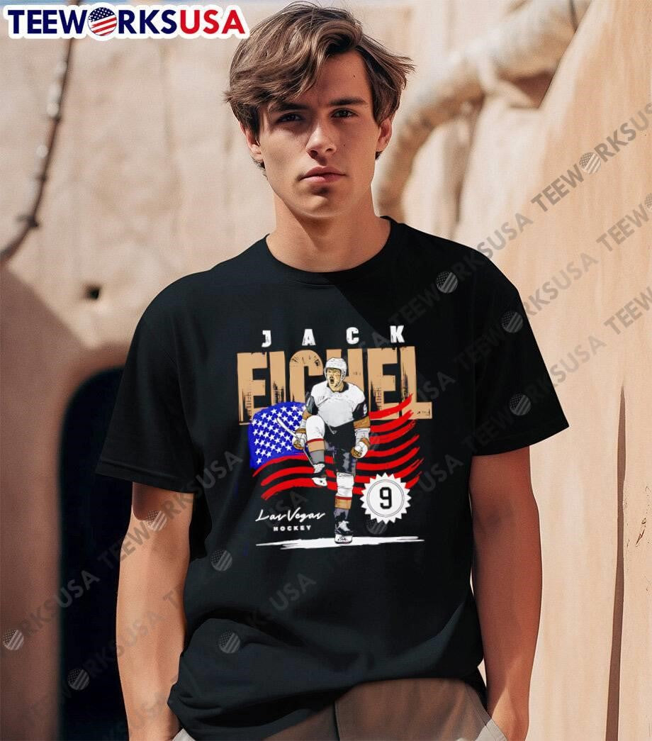 Las Vegas Hockey Jack Eichel 9 USA Flag Celebration T-Shirt