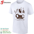 Laufey presents a matter of time illustrated woman in dress with hands on hips shirt