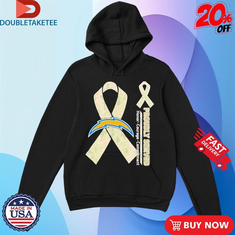 Official Los Angeles Chargers Proudly Served Honor Courage Commitment Breast Cancer Awareness Shirts