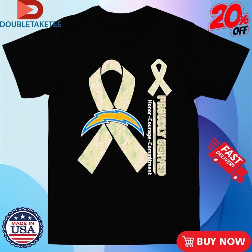 Official Los Angeles Chargers Proudly Served Honor Courage Commitment Breast Cancer Awareness Shirts