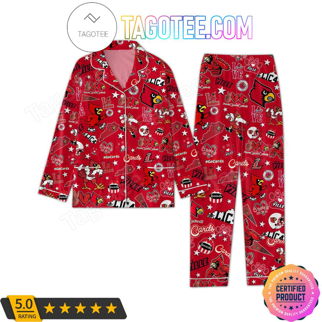 Louisville Cardinals Love Pattern Sleepwear Pajama Pjs Set