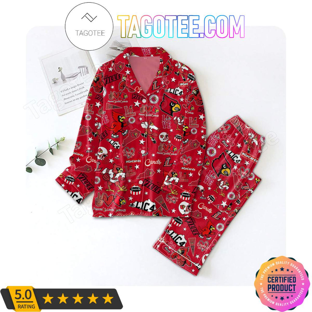 Louisville Cardinals Love Pattern Sleepwear Pajama Pjs Set