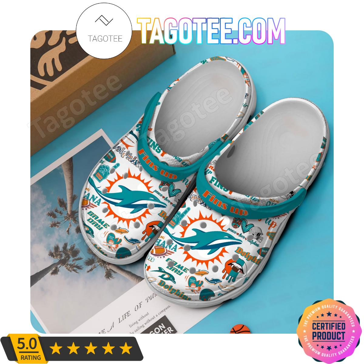 Miami Dolphins Fins Up Football Crocs Clogs