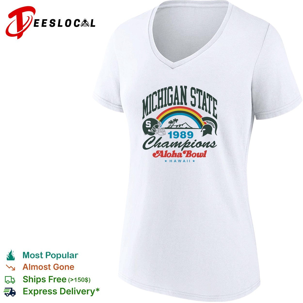 Michigan State Spartans 1989 Aloha Bowl champions Hawaii helmet shirt