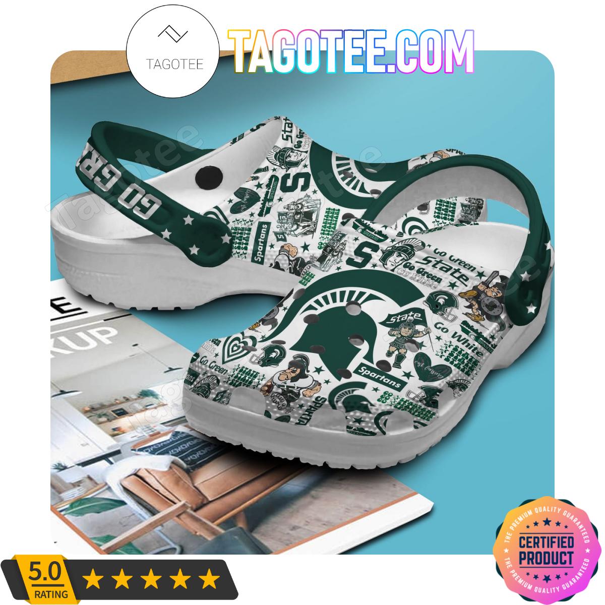 Michigan State Spartans Go Green Go White Crocs Clogs