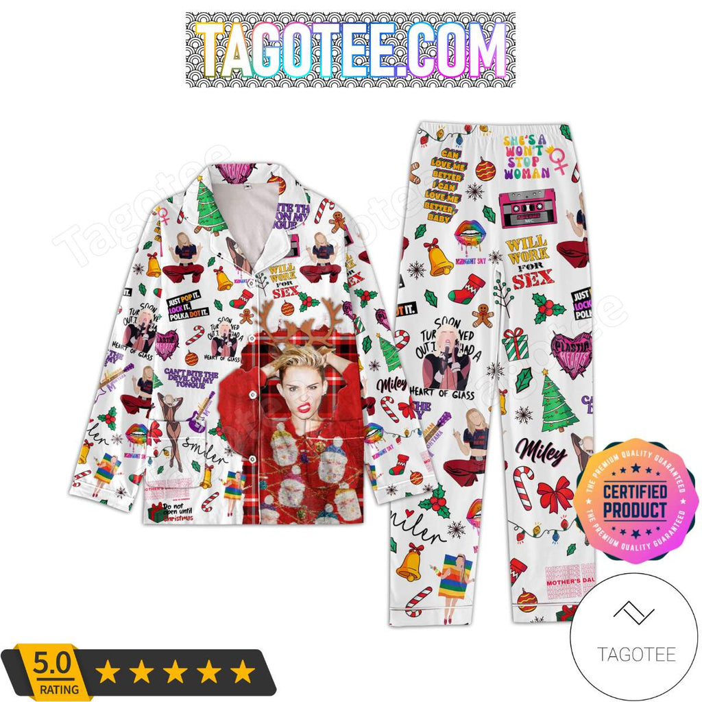 Miley Cyrus Christmas Pajamas Set PJ Shirt, Pant