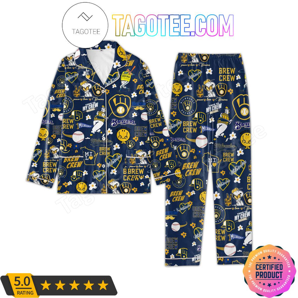 Milwaukee Brewers Baseball Pattern Pajama Sets Sleepwear
