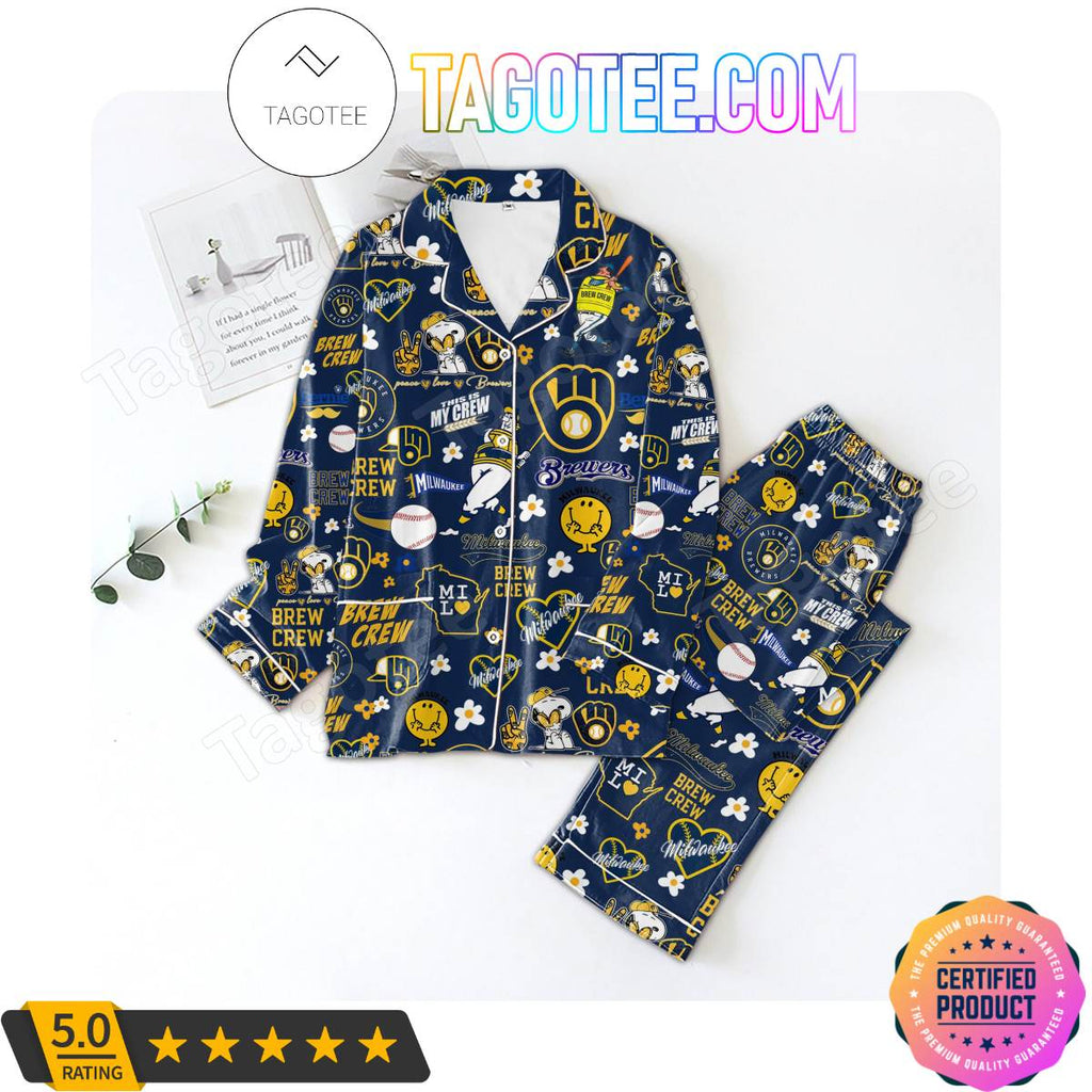 Milwaukee Brewers Baseball Pattern Pajama Sets Sleepwear