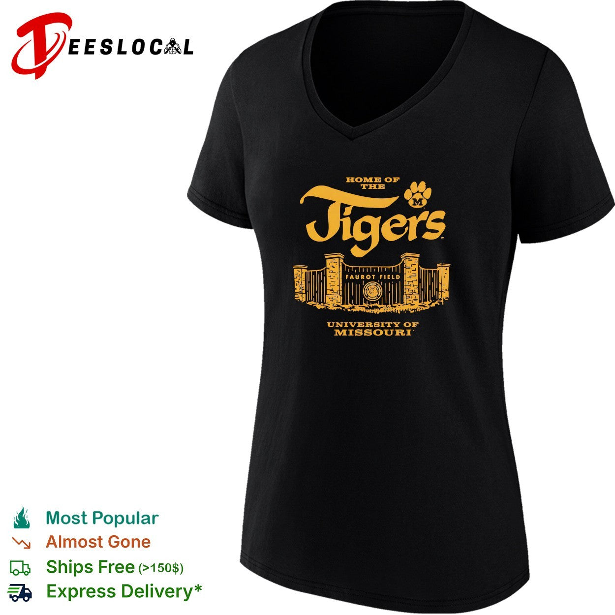 Missouri Tigers home of the Tigers Faurot Field gate university badge shirt