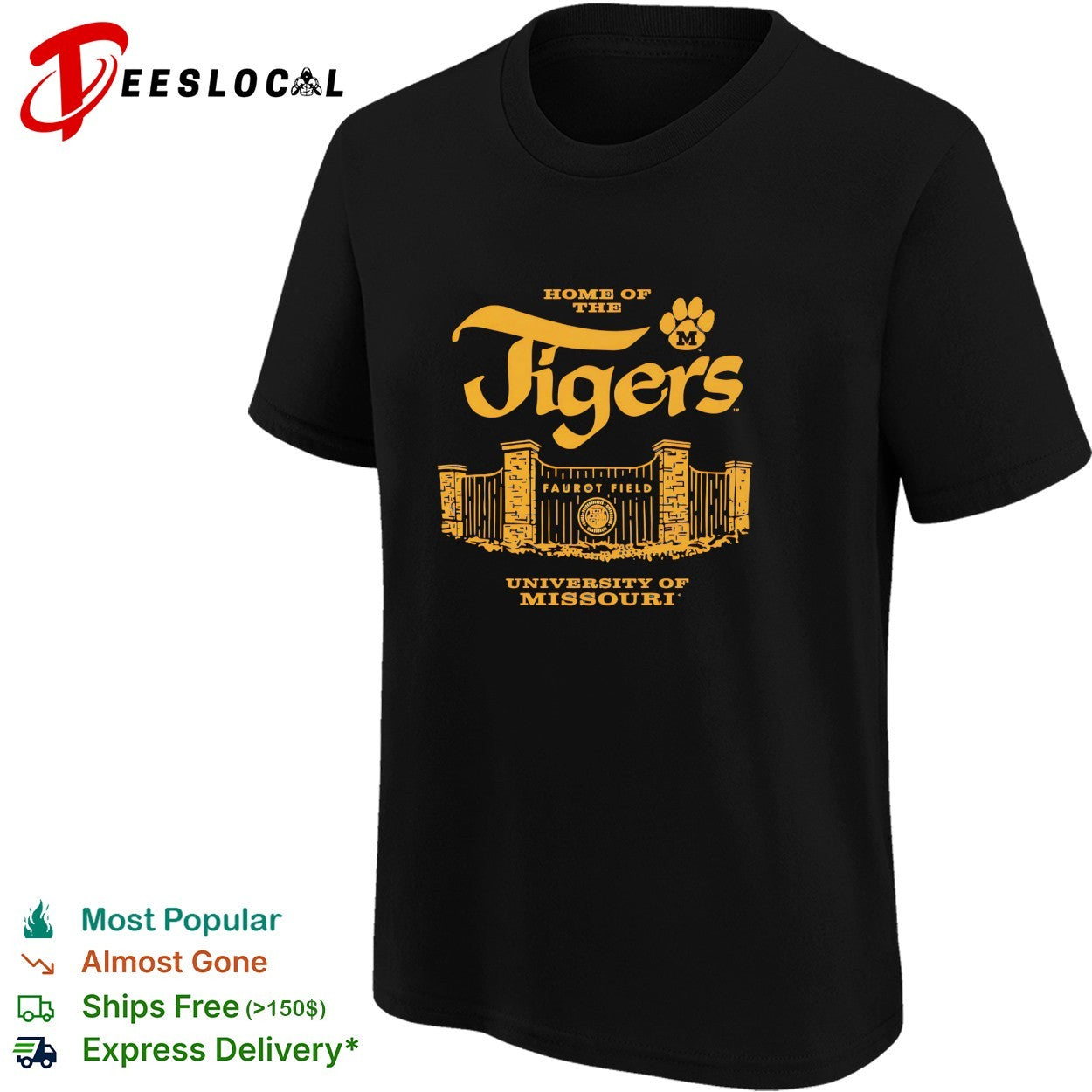 Missouri Tigers home of the Tigers Faurot Field gate university badge shirt