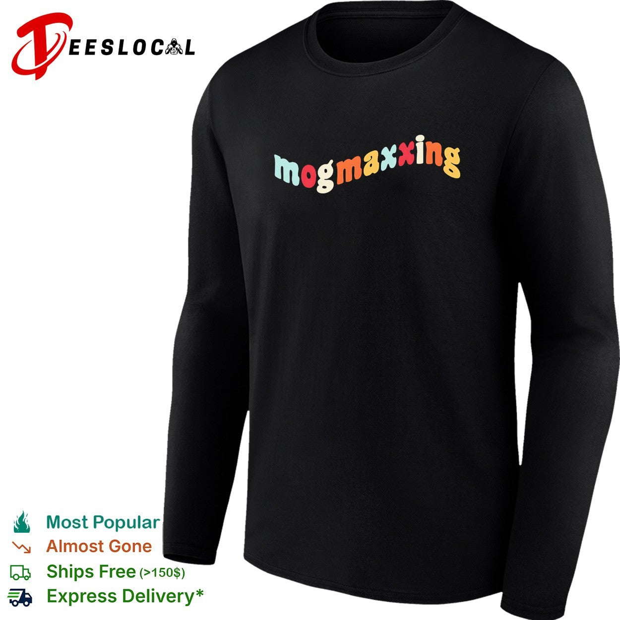 Mogmaxxing bold bubble letter retro colorful lettering slang meme typography shirt