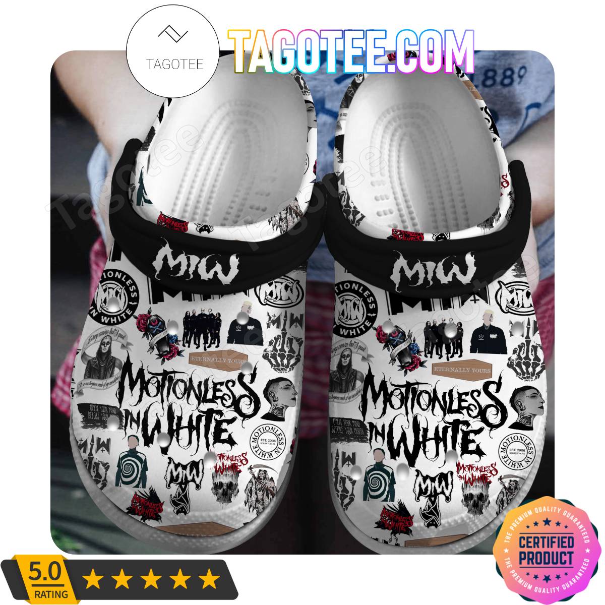 Motionless In White Stickers Pattern Crocs Clogs