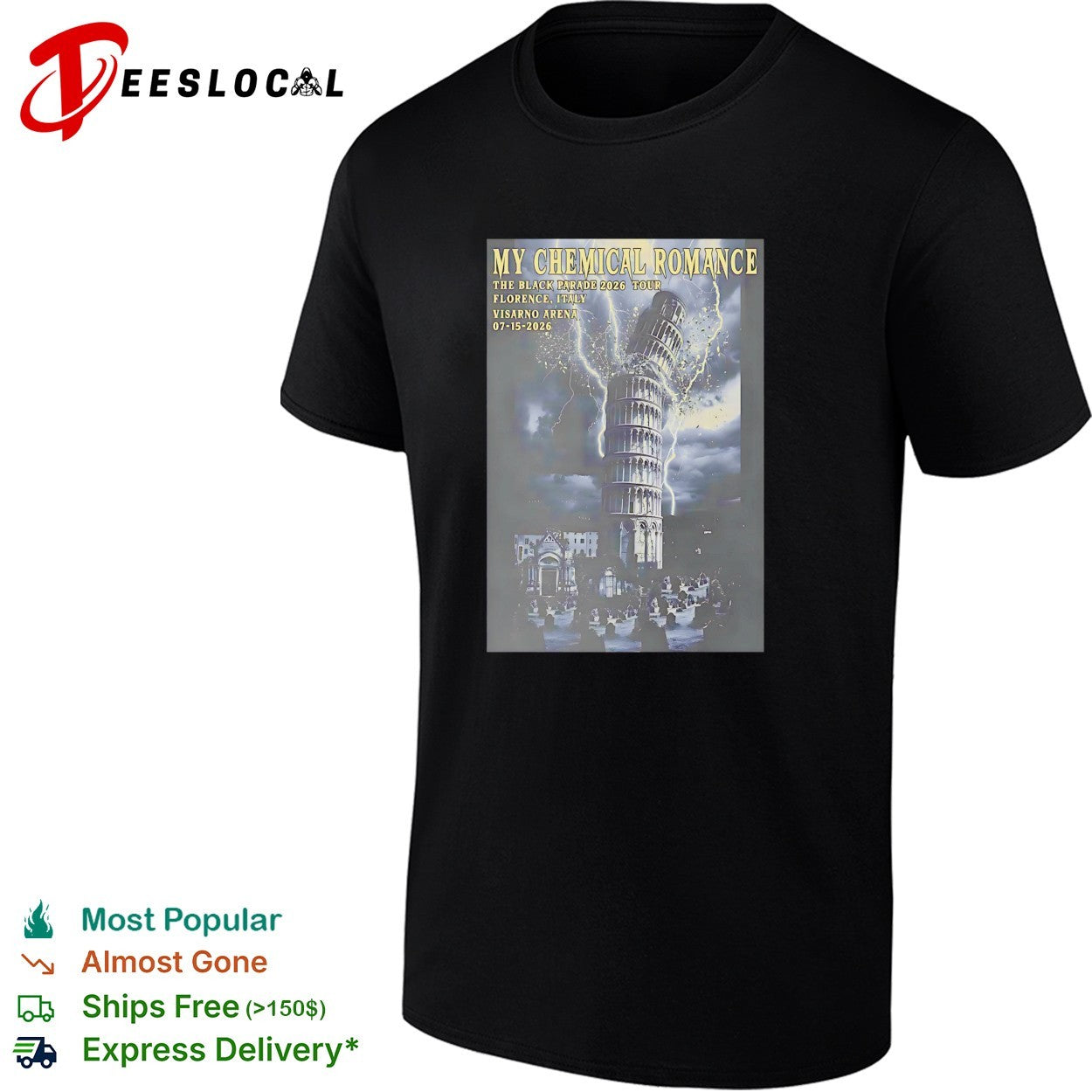 My Chemical Romance Black Parade leaning tower of Pisa cracking Florence shirt