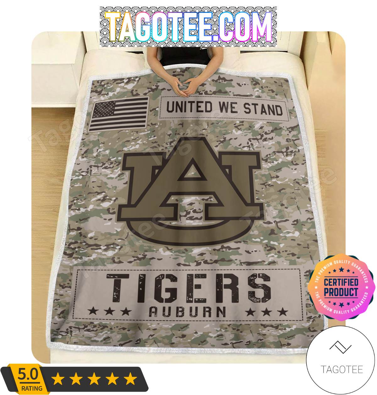 NCAA Auburn Tigers United We Stand Camo Blanket